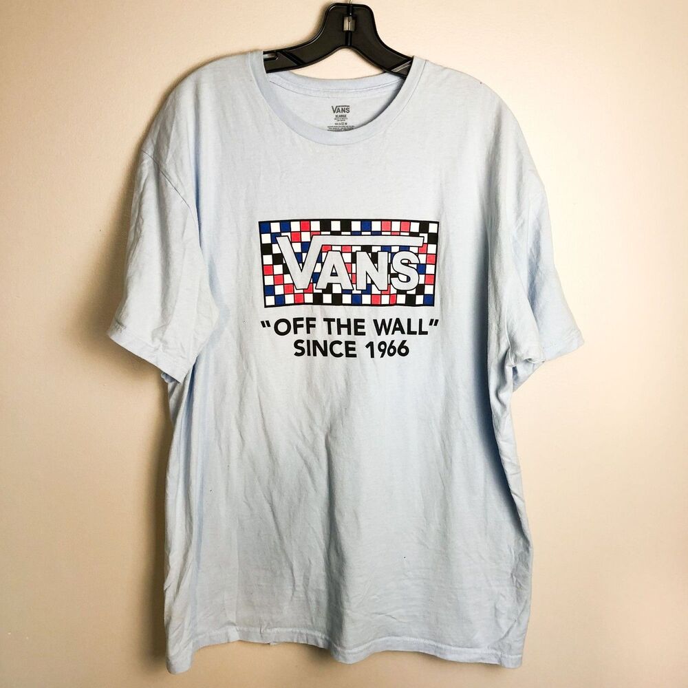 Vans Off the Wall Checker Baby Blue Crewneck T Shirt XXL